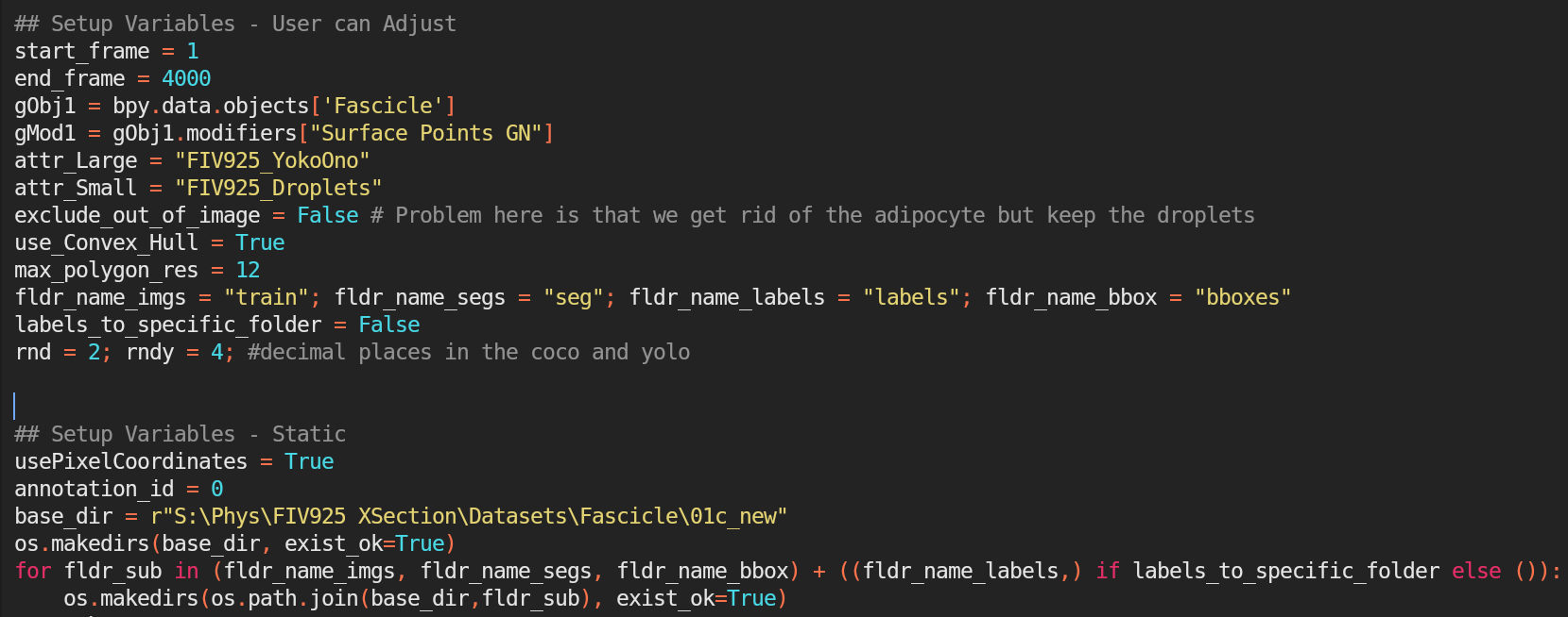 Script for rendering.